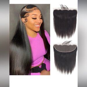 HUMAN HAIR 13x14 12” straight lace frontal
